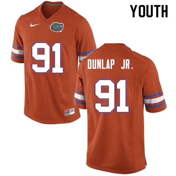 Youth #91 Marlon Dunlap Jr. Florida Gators College Football Jerseys Orange